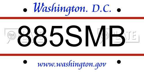 885SMB District Of Columbia License Plate