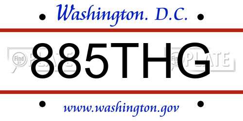 885THG District Of Columbia License Plate