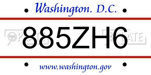 885ZH6 District Of Columbia License Plate