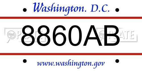 8860AB District Of Columbia License Plate