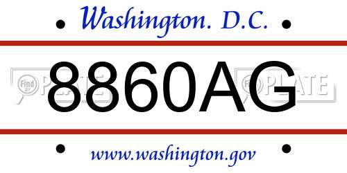 8860AG District Of Columbia License Plate