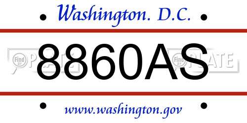 8860AS District Of Columbia License Plate