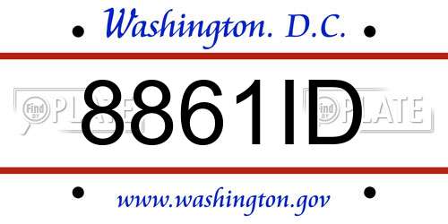 8861ID District Of Columbia License Plate