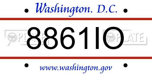 8861IO District Of Columbia License Plate