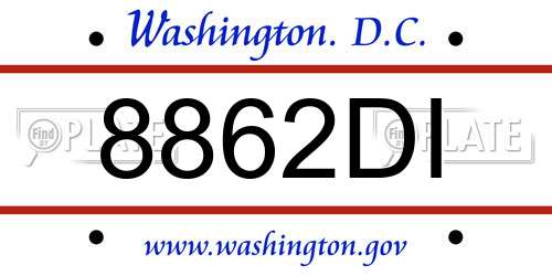 8862DI District Of Columbia License Plate