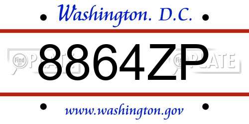 8864ZP District Of Columbia License Plate
