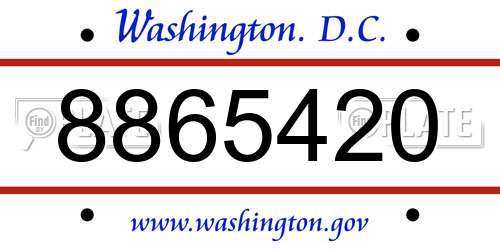 8865420 District Of Columbia License Plate