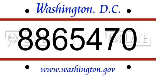 8865470 District Of Columbia License Plate