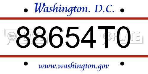 88654T0 District Of Columbia License Plate