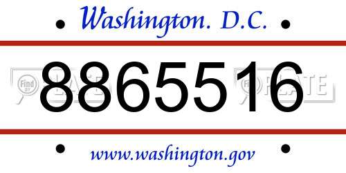 8865516 District Of Columbia License Plate