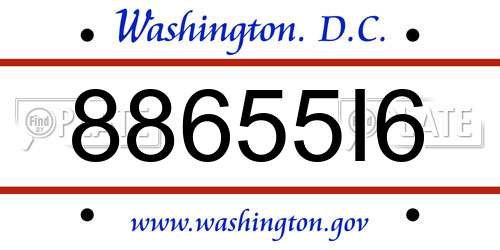 88655I6 District Of Columbia License Plate