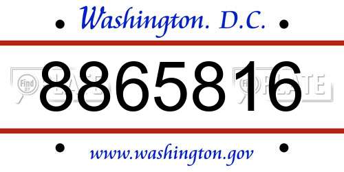 8865816 District Of Columbia License Plate