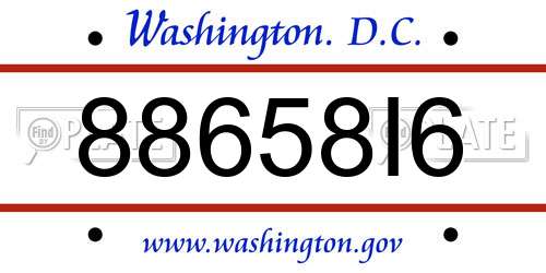 88658I6 District Of Columbia License Plate