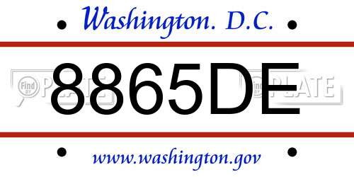 8865DE District Of Columbia License Plate