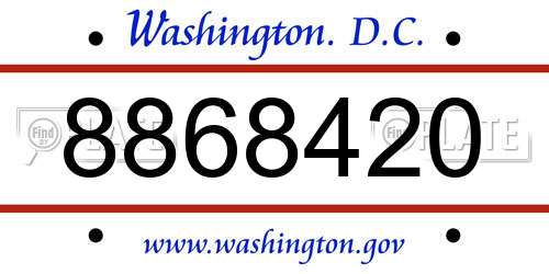 8868420 District Of Columbia License Plate