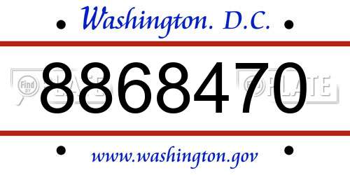 8868470 District Of Columbia License Plate