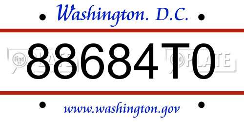 88684T0 District Of Columbia License Plate