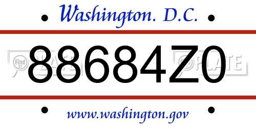 88684Z0 District Of Columbia License Plate