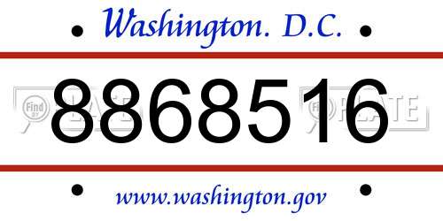 8868516 District Of Columbia License Plate