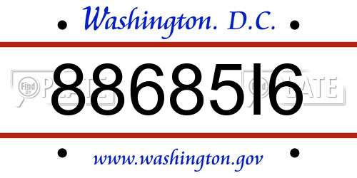 88685I6 District Of Columbia License Plate