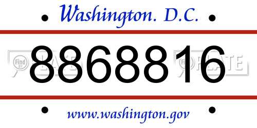 8868816 District Of Columbia License Plate