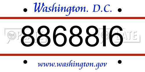 88688I6 District Of Columbia License Plate