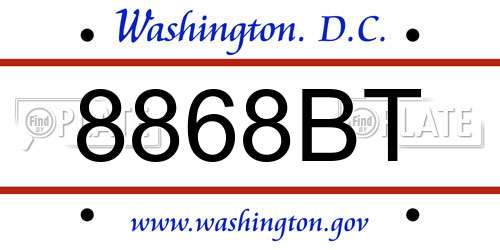 8868BT District Of Columbia License Plate