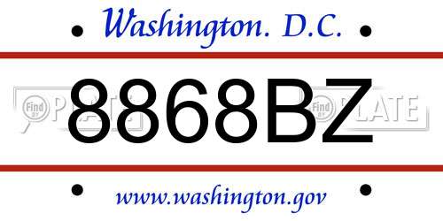 8868BZ District Of Columbia License Plate