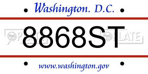 8868ST District Of Columbia License Plate