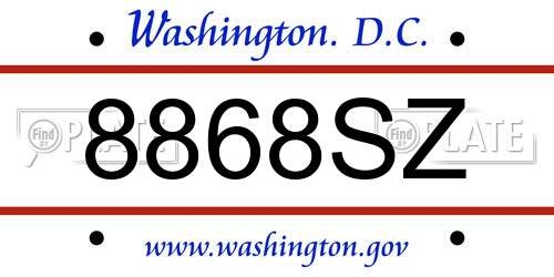 8868SZ District Of Columbia License Plate