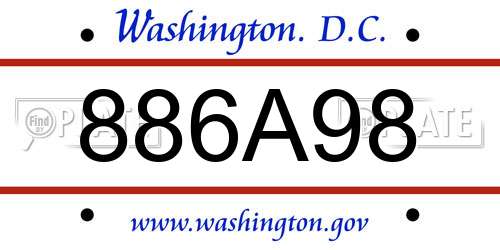 886A98 District Of Columbia License Plate