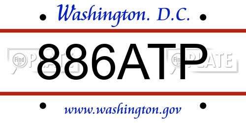 886ATP District Of Columbia License Plate
