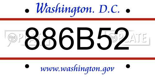886B52 District Of Columbia License Plate