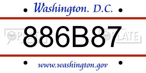 886B87 District Of Columbia License Plate