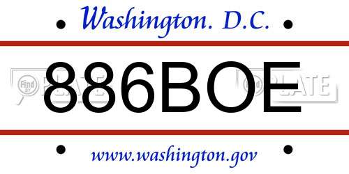 886BOE District Of Columbia License Plate
