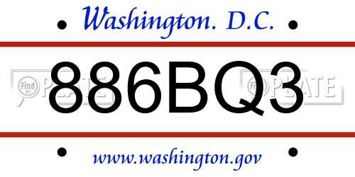 886BQ3 District Of Columbia License Plate