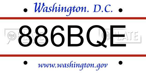 886BQE District Of Columbia License Plate