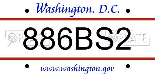 886BS2 District Of Columbia License Plate