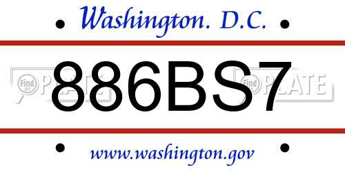 886BS7 District Of Columbia License Plate