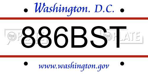 886BST District Of Columbia License Plate