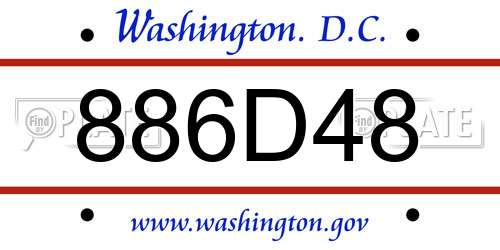 886D48 District Of Columbia License Plate