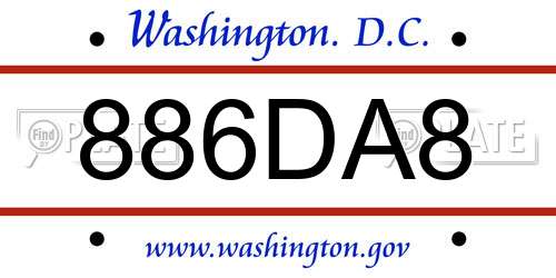 886DA8 District Of Columbia License Plate
