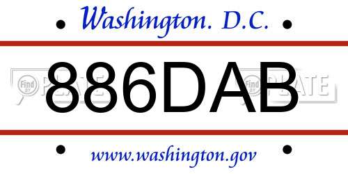 886DAB District Of Columbia License Plate