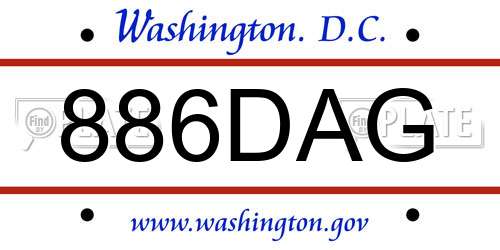 886DAG District Of Columbia License Plate