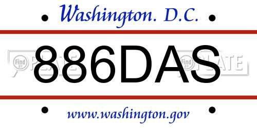 886DAS District Of Columbia License Plate