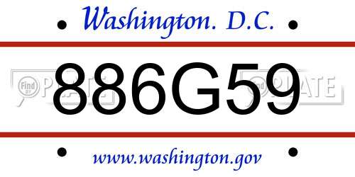 886G59 District Of Columbia License Plate