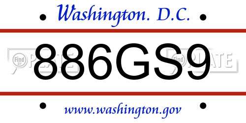 886GS9 District Of Columbia License Plate