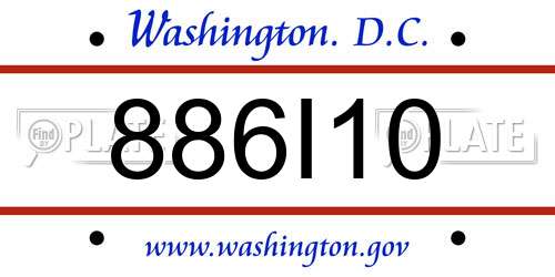 886I10 District Of Columbia License Plate