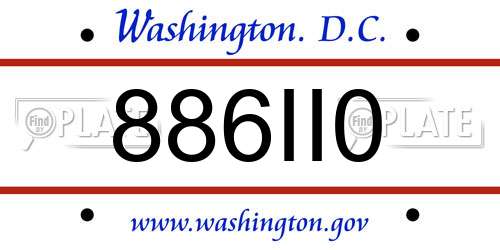 886II0 District Of Columbia License Plate