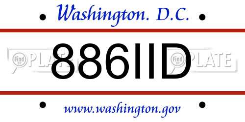886IID District Of Columbia License Plate